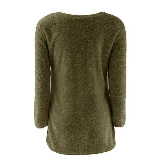 GBSYEWXS Women Sweater Crew Neck Long Sleeve Pullover Warm Solid Color Sweater Daily Wear Army Green