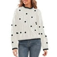 thumbnail image 1 of GBSYEWXS Women Sweater Crew Neck Polka Dot Print Long Sleeve Cute Thermal Light Yellow Sweater, 1 of 5