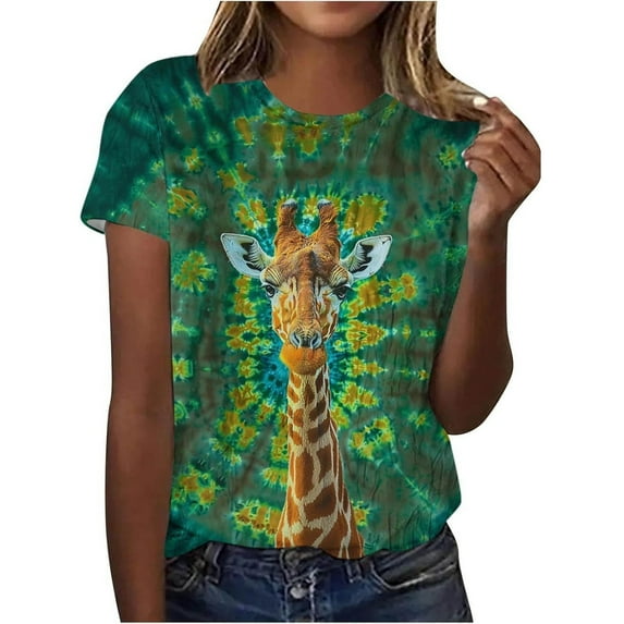 GBSYEWXS Women T-Shirts Crew Neck Short Sleeve Cartoon Print Shirts ...