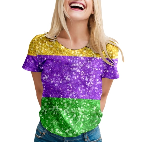 GBSYEWXS Women T-Shirts Gentleman Crew Neck Shirts Short Sleeve Striped Print White Tops