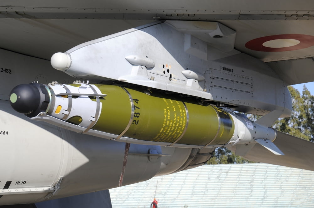 GBU-58 smart bomb loaded on a Royal Danish Air Force F-16A plane Canvas Art - Riccardo NiccoliStocktrek Images (17 x 12)