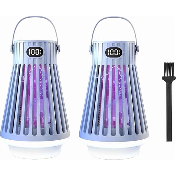 GBXGBX Zap Zone Defender - 3-in-1 USB Rechargeable Portable Camping Light & Mosquito Defender, IPX7 Waterproof, 250 Sq Ft Range, 2000mAh Battery, Perfect for Outdoor Activities & Picnics (3Pcs)