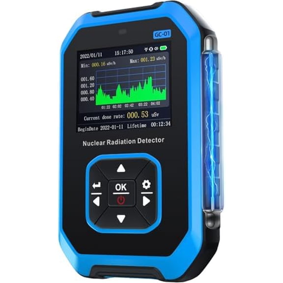 GC-01 Geiger Counter Nuclear Radiation Detector, Radiation Dosimeter with LCD Display, Portable Handheld Beta Gamma X-ray Rechargeable Radiation Monitor Meter, 5 Dosage Units, 0.0Sv-500mSv
