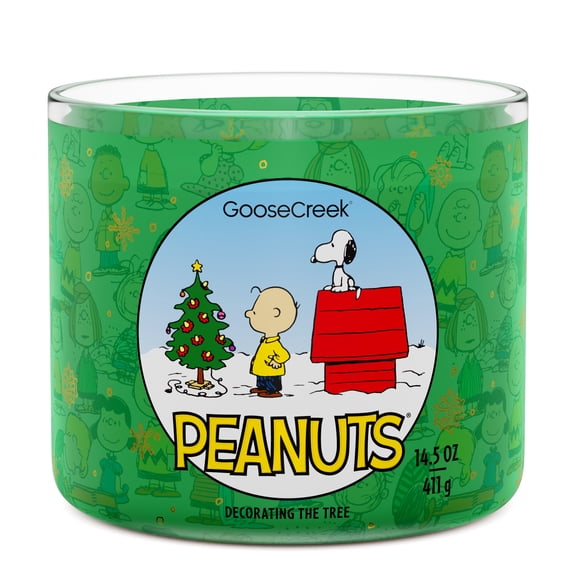 Goose Creek 3-Wick Peanuts, Decorating the Tree Scented Jar Candle, 14.5oz.