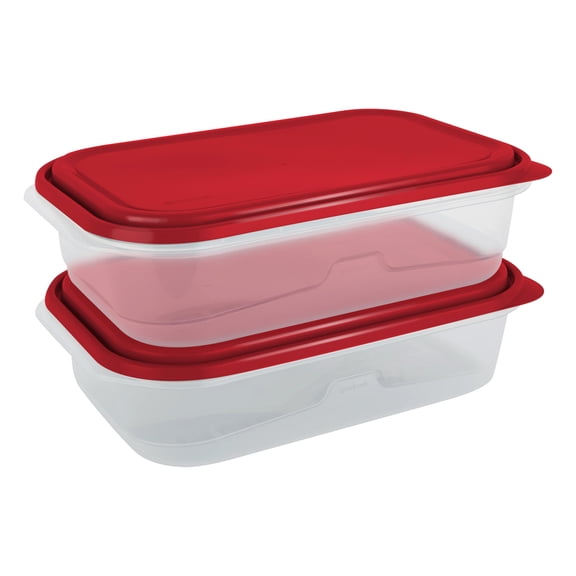 GoodCook Extra Large Rectangle Container, 2 Pack, Red, Made Without BPA, Dishwasher Safe