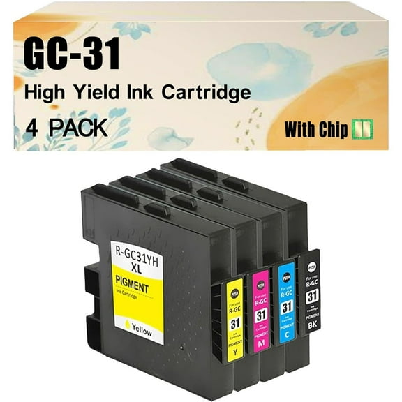 GC-31 GC 31 Ink Cartridges High Yield Compatible for Ricoh GX E3300 E3300N E3350 E3350N E5550 E5550N E7700 E7700N Printers, with Chip Combo Pack*1