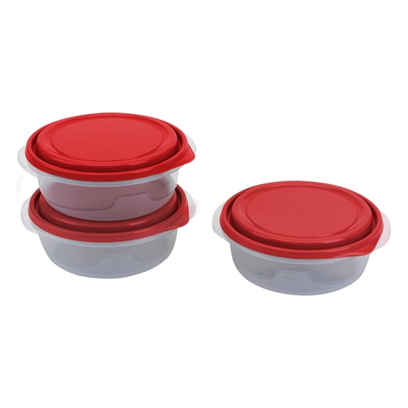 GoodCook Medium Bowl Food Storage Container, 3 Pack, Red, Made Without BPA, Dishwasher Safe