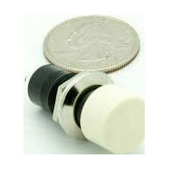 GC Electronics 35-422 Pushbutton Switch, Push On - Push Off, White Actuator, .500 Mounting Hole, 3A 250VAC, Solder Terminals - 35-422