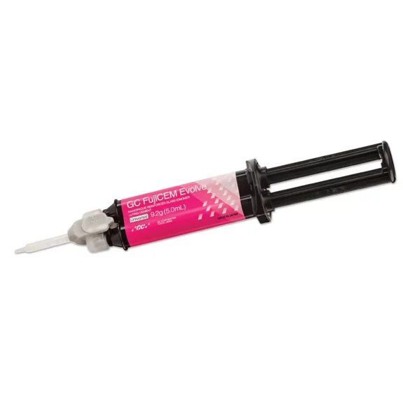 GC FujiCEM Evolve Automix Glass Ionomer Luting Cement 1 x 9.2g Syringe with 15 Tips