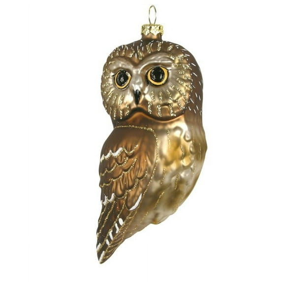 GC Home & Garden 3.5" Bronze Color Northern Saw Whet Owl Hand Blown Glass Hanging Figurine Ornament