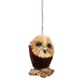 thumbnail image 1 of 4.25" Dark Brown and Beige Whimsical Bristle Brush Handcrafted Owl Hanging Ornament, 1 of 2