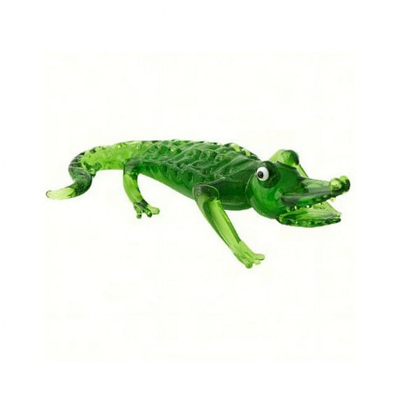 4" Green Alligator Art Glass Animal Figurine