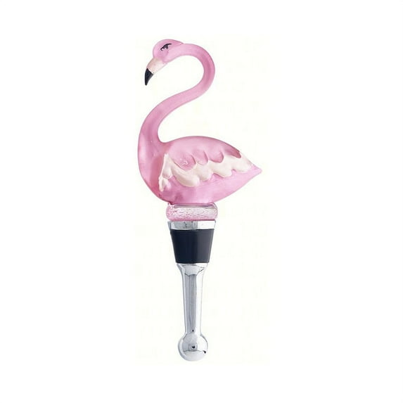 6" Pink and Beige Flamingo Resin and Glass Bottle Stopper