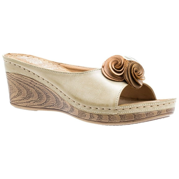 GC SHOES Womens Sydney Wedge Sandals 6 Natural
