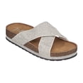 thumbnail image 1 of GC Shoes Women's Cork Platform Footbed Sandals, Casual Summer Comfort Slides, Criss Cross Strap Slip Ons, Ariane/Silver/6.5, 1 of 5