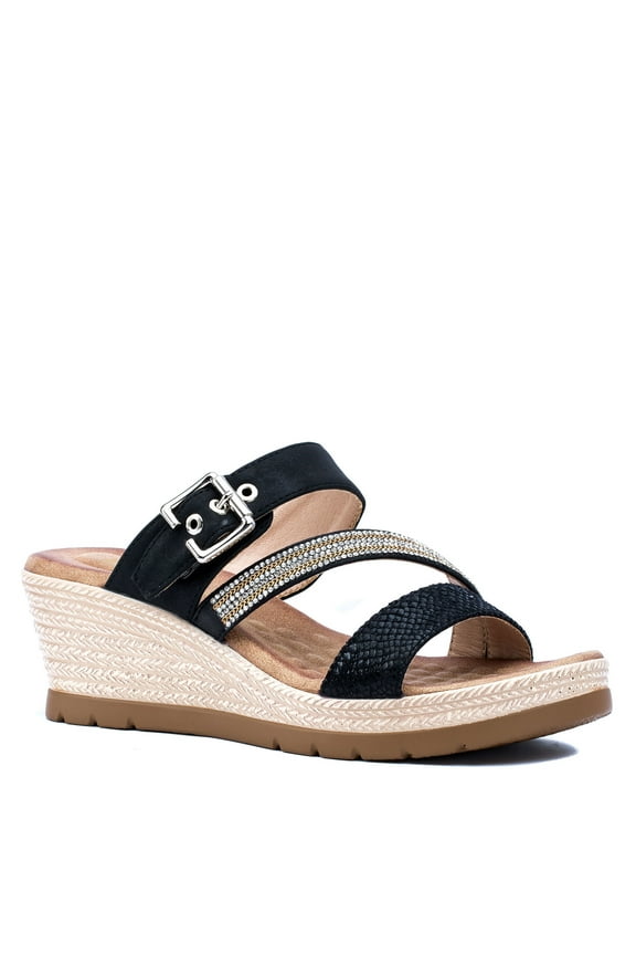 Women's Memory Foam Summer Wedge Sandals, Dressy Comfort Platform Slides, Cork Wedged Heels