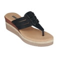 thumbnail image 1 of GC Shoes Women's Memory Foam Thong Espadrille Wedge Sandals, Summer Platform Heels, Vegan Comfort Slides, Garson/Black/6, 1 of 4