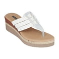 thumbnail image 1 of GC Shoes Women's Memory Foam Thong Espadrille Wedge Sandals, Summer Platform Heels, Vegan Comfort Slides, Garson/White/10, 1 of 4