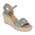 thumbnail image 1 of GC Shoes Women's Open Toe Memory Foam Summer Espadrille Wedge Sandals, Braided Strap Ankle Platform Heels, Cati/Blue/6.5, 1 of 5