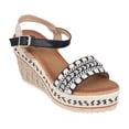 thumbnail image 1 of GC Shoes Women's Open Toe Memory Foam Summer Espadrille Wedge Sandals, Braided Strap Ankle Platform Heels, Cheri/Black/10, 1 of 5