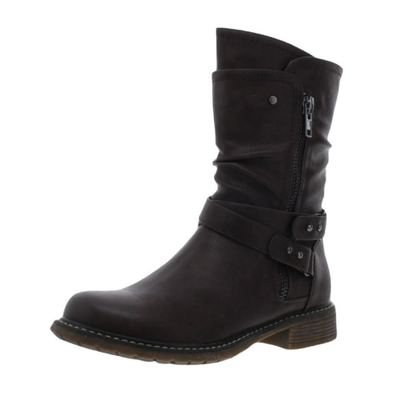 GC Shoes Womens Brandy Ruched Round Toe Mid-Calf Boots