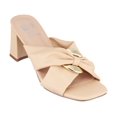 thumbnail image 1 of GC Shoes Womens Block Heeled Sandals, Open Toe Fashion Heels, Puffy Knot Cross Band High Heel Dress Slides, Zane/Natural/10, 1 of 5