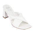thumbnail image 1 of GC Shoes Womens Block Heeled Sandals, Open Toe Fashion Heels, Twist Cross Band Slip On High Heel Dress Slides, Dara/White/9, 1 of 6