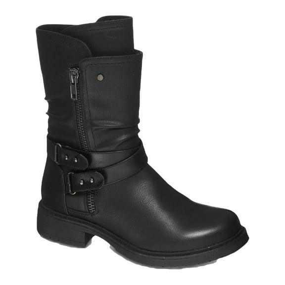 GC Shoes Womens Brandy Ruched Round Toe Mid-Calf Boots