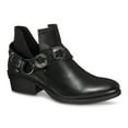 thumbnail image 1 of GC Shoes Womens Buckle Wrap V Cut Booties, Low Heel PU Leather Ankle Boots for Women, Slip On Bootie Heels, Black/Size 6.5, 1 of 5