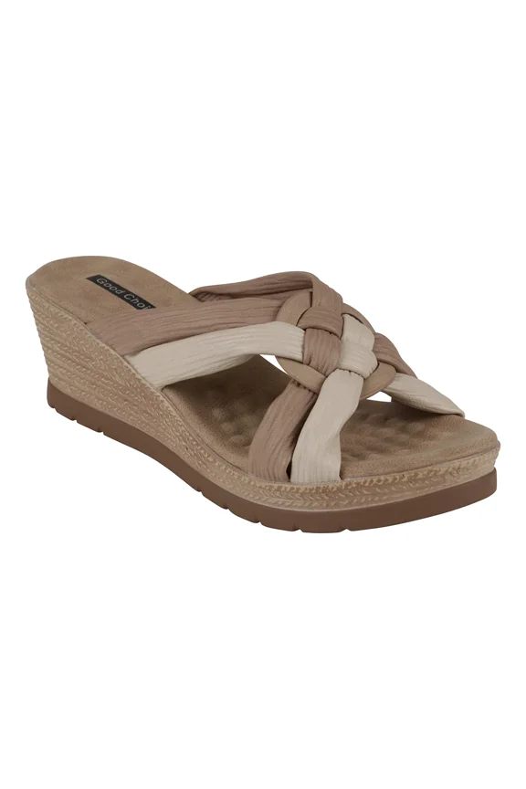 GC Shoes Womens Caro Wedge Sandals Natural 7M