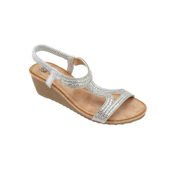 GC Shoes Womens Coretta Slingback T-Strap Wedge Sandals