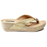 GC Shoes Womens Dafni Wedge Sandal, GOLD, Size 6.0