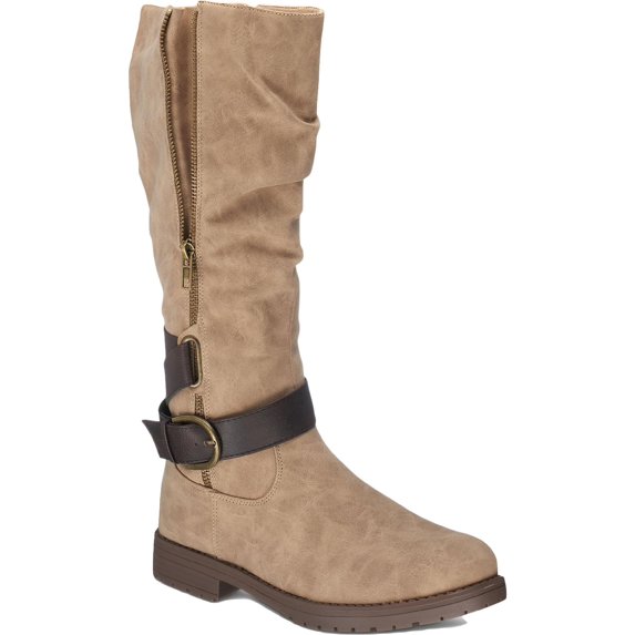 GC Shoes Womens Dagny Faux Leather Mid-Calf Boots Beige 11 Medium (B,M)