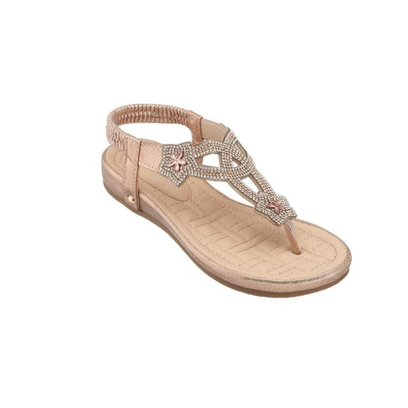 GC Shoes Womens Eva Faux Leather Stretch Flat Sandals