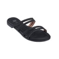 thumbnail image 1 of GC Shoes Womens Flat Fashion Sandals, Dressy PU Leather Summer Flats, Slip On Strappy Rhinestone Dress Slides, Cindy/Black/10, 1 of 6