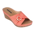 thumbnail image 1 of GC Shoes Womens Memory Foam Wedge Sandals, Open Toe Mid Heel Platform, Comfy Vegan Leather Buckle Strap Slides, Bay/Coral/8.5, 1 of 5