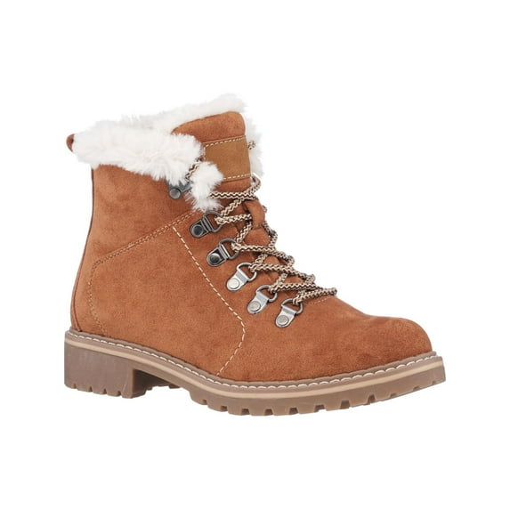 GC Shoes Womens Tinsley Microsuede Ankle Combat & Lace-up Boots