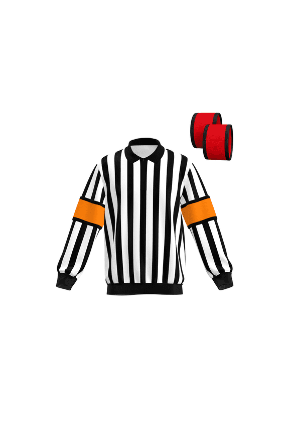 GCA Pro Ice Hockey Long Sleeve Referee Jersey Free Removable Orange & Red Armbands - 3XL/54