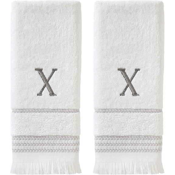 GCASLK-Casual Monogram Hand Towel (2-Pack), X, 16x26, White