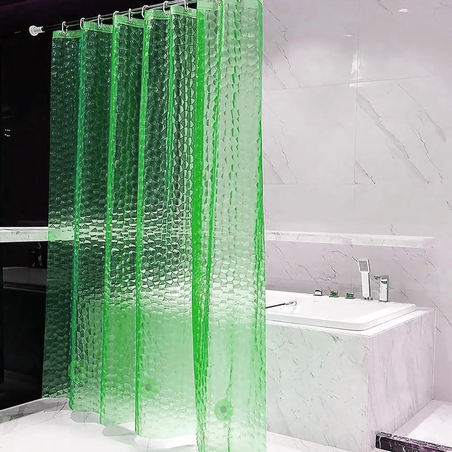GCASLK-EVA Green Shower Curtain Liner, 3D Water Cube 5G Shower Liners ...