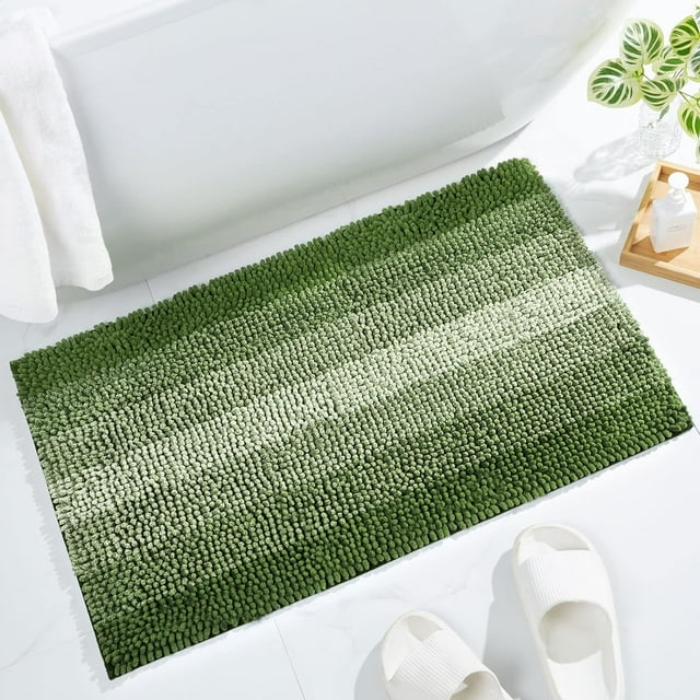 GCASLKGreen Bathroom Rugs, Luxury Chenille Bath Mat, Small Non Slip