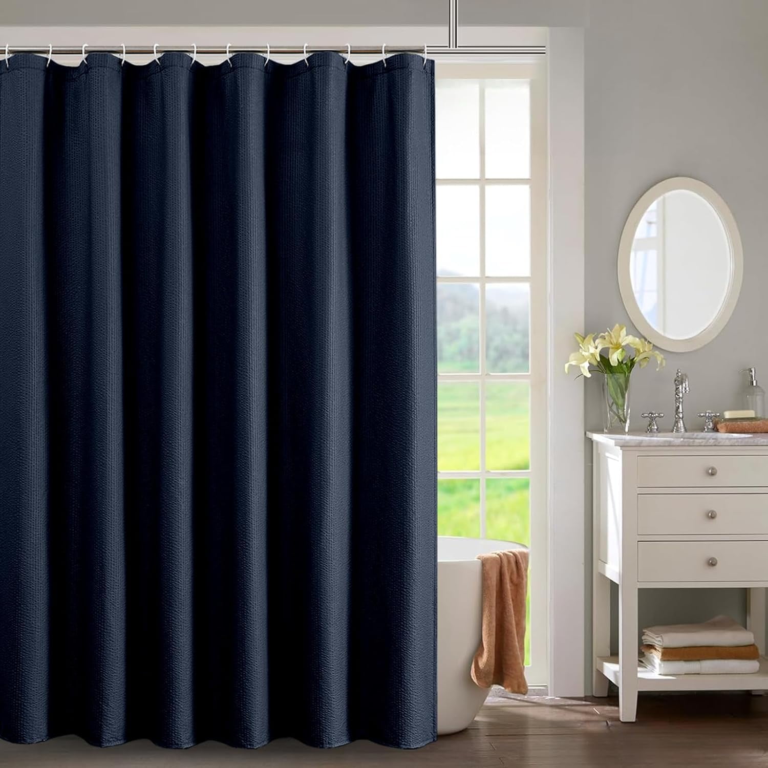 Navy Blue Shower Curtain