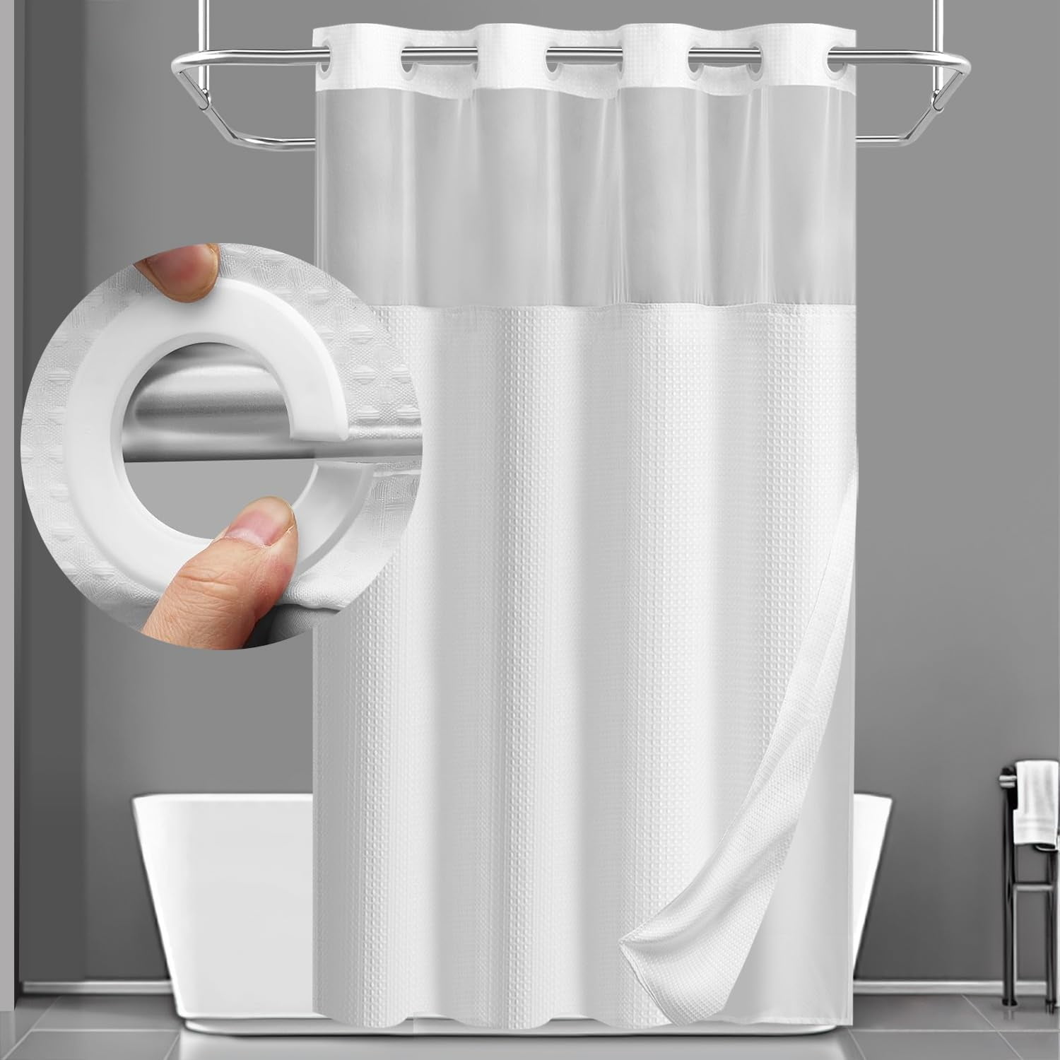 Shower Curtain With Snap In Liner