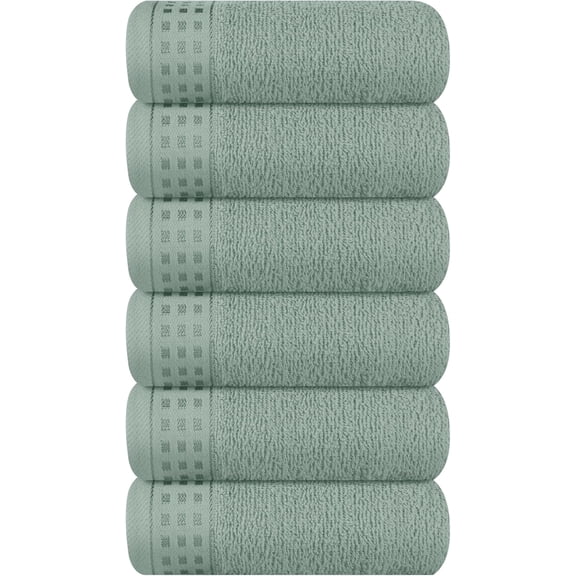 GCASLK-Ultra Soft Cotton 6 -Piece Hand Towel Set 16x24 Inch, Ideal for use in Bathroom, Kitchen, Gym, Spa & General Cleaning, Compact & Lightweight Multi Purpose Hand Towels - Jade