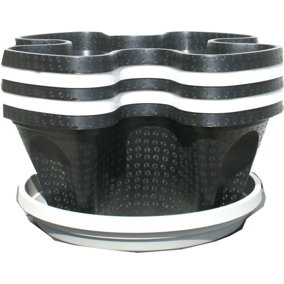 GCCP 12x12x18in Black White 5-Layer Stackable Vertical Planter 25Qt For Herbs Strawberry Indoor