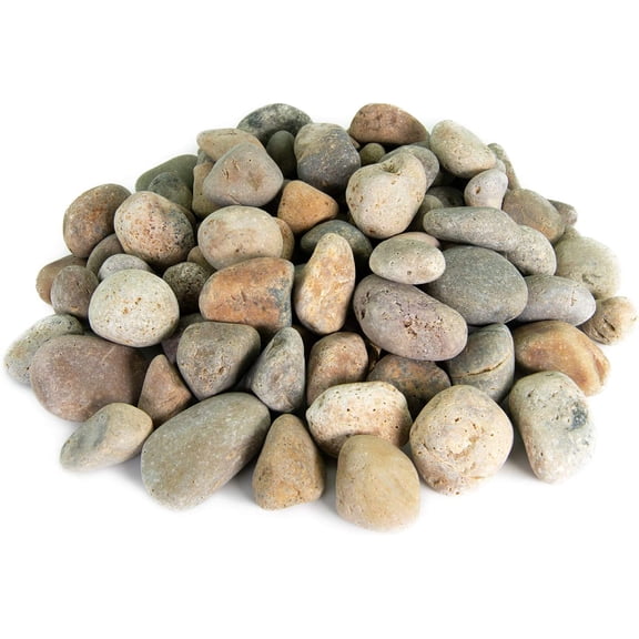 GCCP 20lb Buff Mexican Beach Pebbles 1-2in Natural Smooth Unpolished Stones For Garden Landscape Pathway Fountain Design