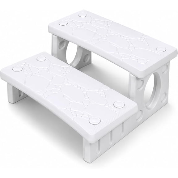 GCCP 24.5x27.75x13.5in White 2-Step Plastic Resin Spa Step For Hot Tub Pool Patio Anti Skid Lightweight