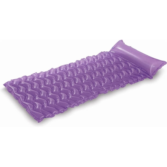 GCCP 90x34in Assorted Colors Tote N Float Wave Mat Vinyl Inflatable Pool Lounger W Pillow 250lb Capacity For Pool Lake