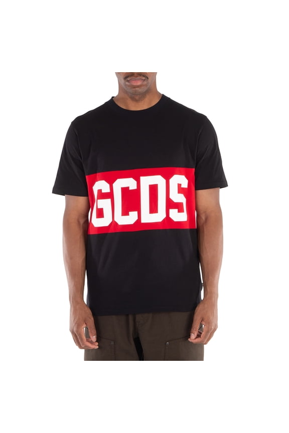 Black Logo Band Cotton T-Shirt, Size Small