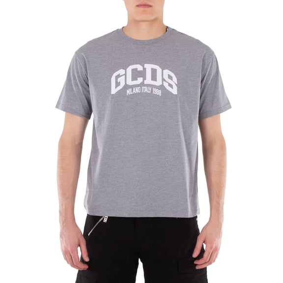 GCDS Grey Logo Lounge Cotton T-Shirt, Size Medium